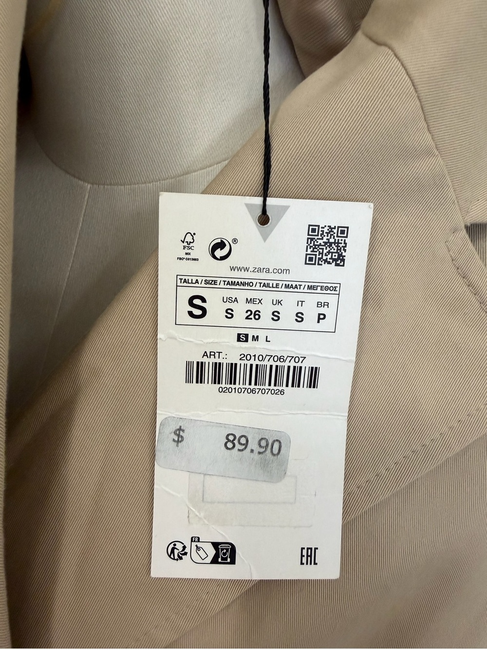 NWT Zara Cropped Tan Trench Jacket - Picture 8 of 10
